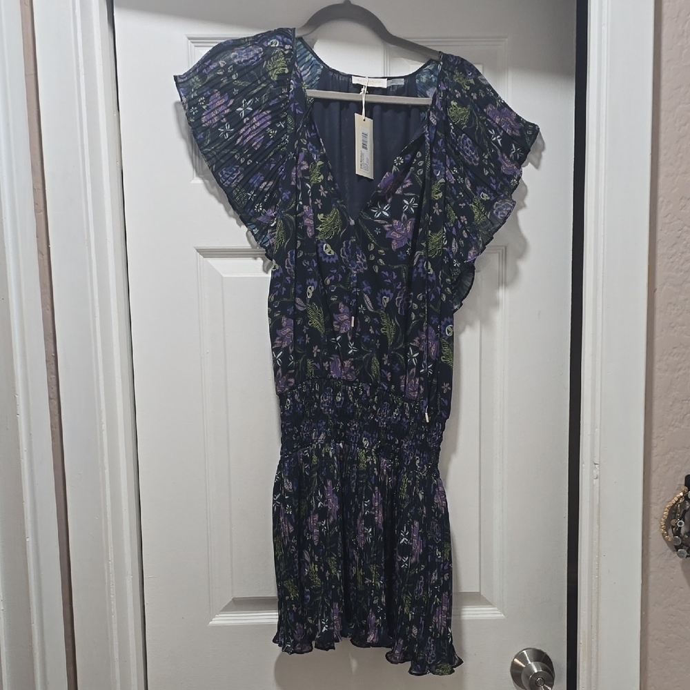 Ramy Brook Purple and Green Floral Mini Dress